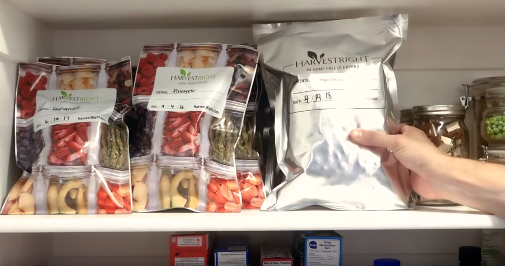 mylar bags of freeze dried food