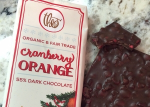 Theo chocolate bar with freeze dried cranberries