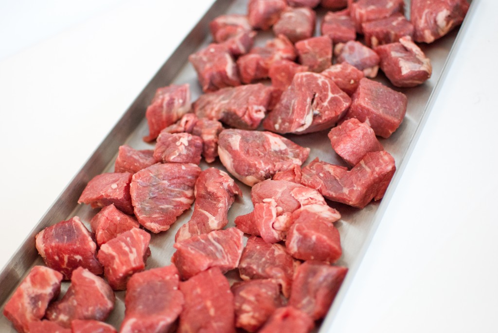 raw steak on a freeze dryer tray