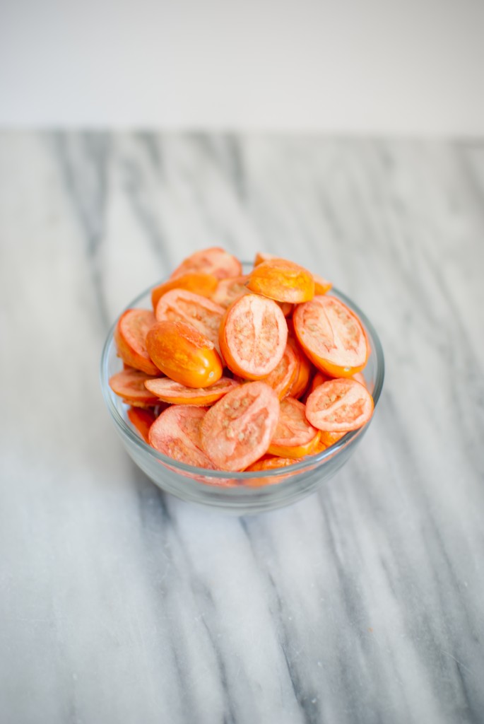 sliced freeze dried tomatoes in a bowl