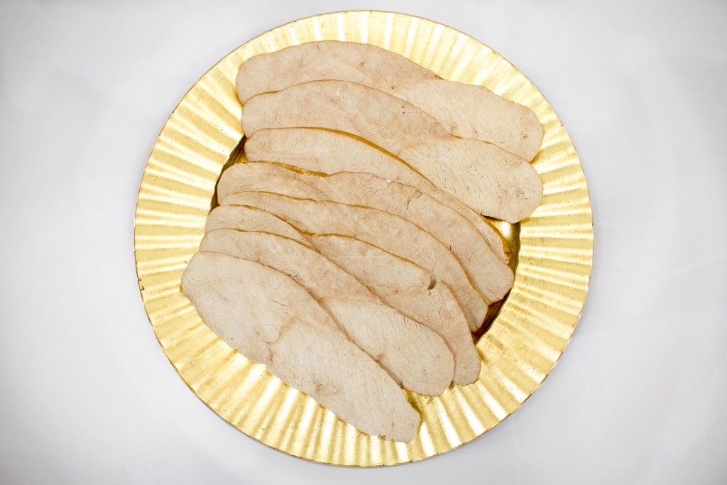 sliced freeze dried turkey on a plate