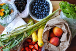 various foods on a counter