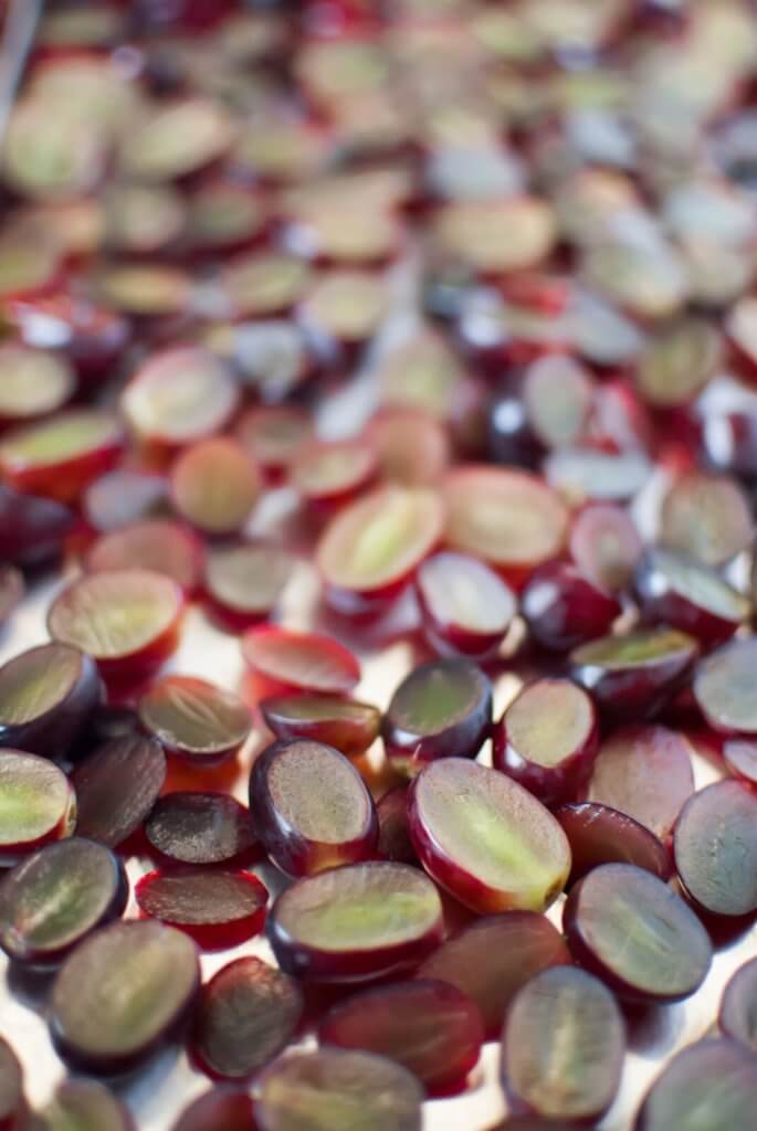 grapes that have been sliced in half