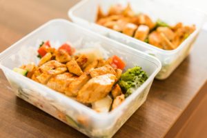 prepared meals in plastic containers