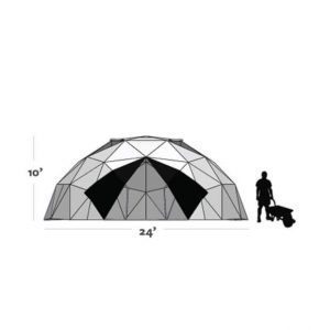 graphic showing 10ft tall by 24ft diameter greenhouse