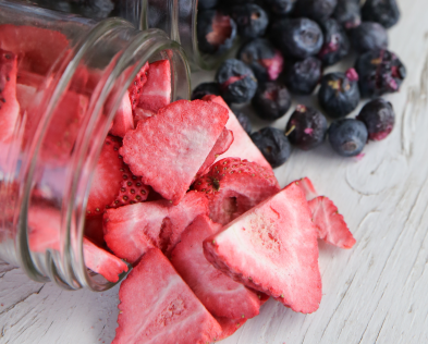 freeze dried strawberries and blueberries