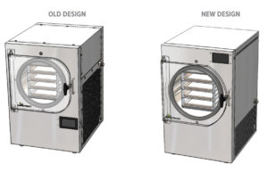 graphic showing old design and new design of the Harvest Right Freeze dryers
