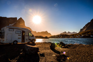 RV by a lake